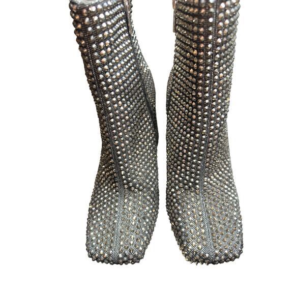 Jessica Simpson Luvrey Rhinestone Bootie Size 9 M Pewter Metallic square Toe - Picture 7 of 15